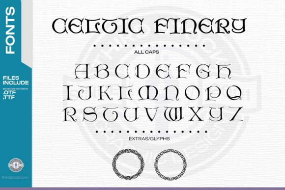 Celtic Finery Typeface for Mythic Brand Identity