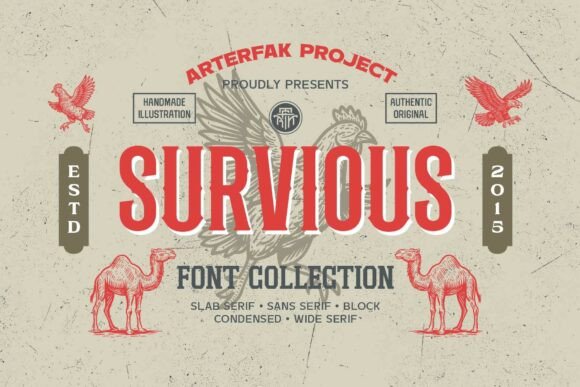 Survious: A Vintage Display Typeface for Editorial Design